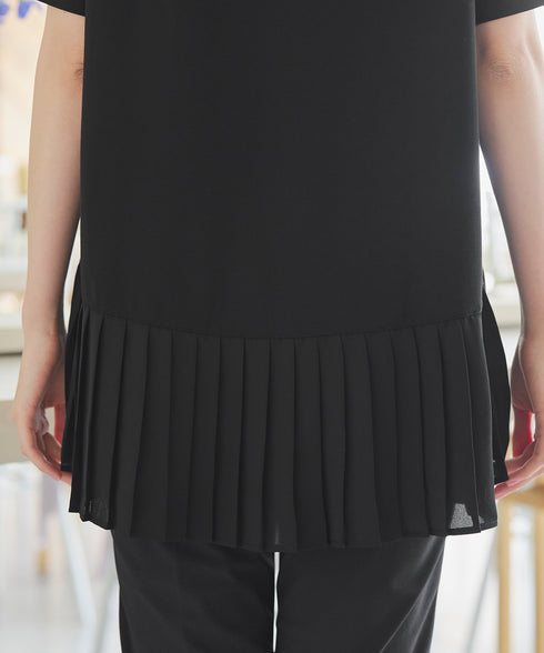 【アウトレット】メッシュプリーツドッキングプルオーバートップス