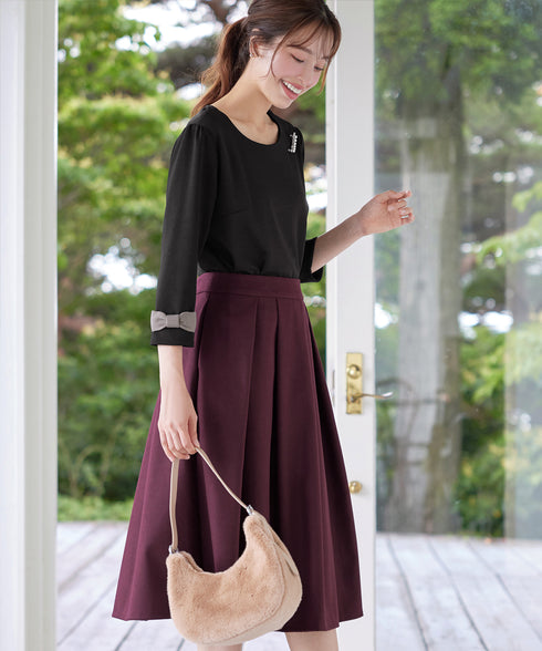 【新色追加】 ウール調タックスカート