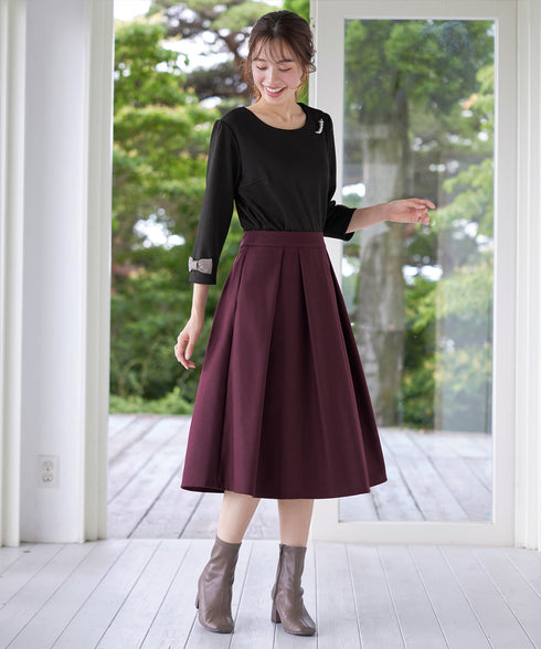 【新色追加】 ウール調タックスカート