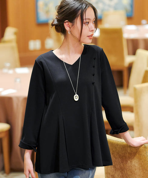 美ラインタックボタンカットソートップス