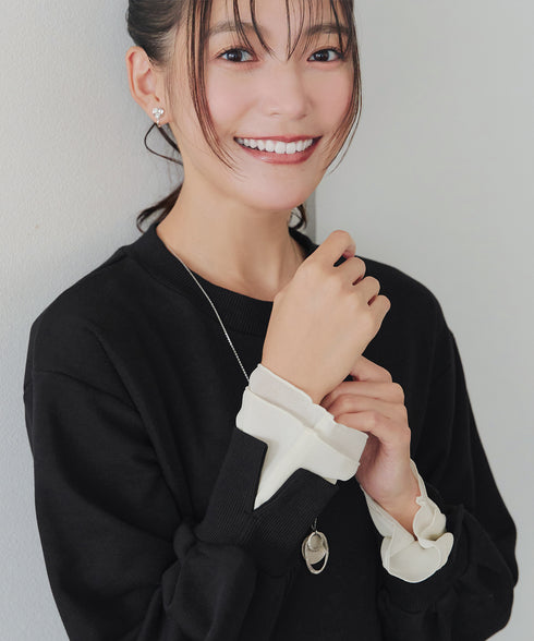 【吸水発熱】袖口ドッキングカットソープルオーバー