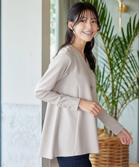 【クリアランスセール / ふわもち美すふれ】フレアシルエットカットソー