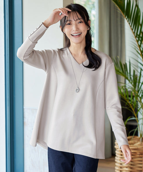 【クリアランスセール / ふわもち美すふれ】フレアシルエットカットソー