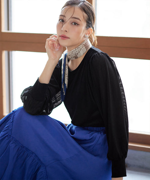 ベロアチュールカットソートップス