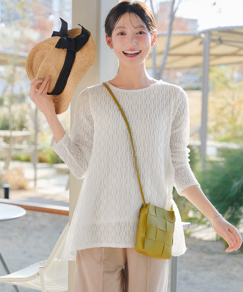 花柄カットレースフレアトップス