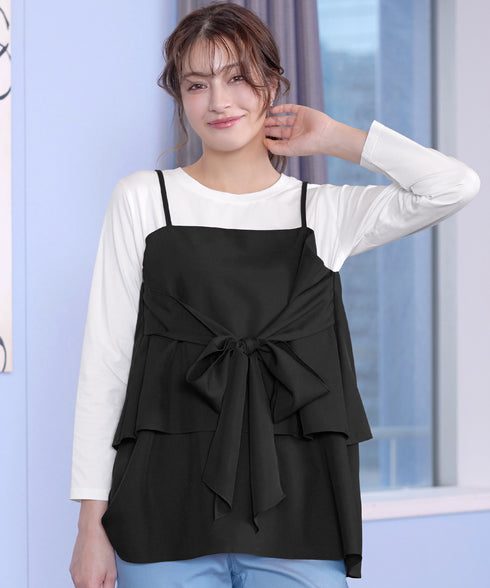 リボンキャミドッキングカットソートップス