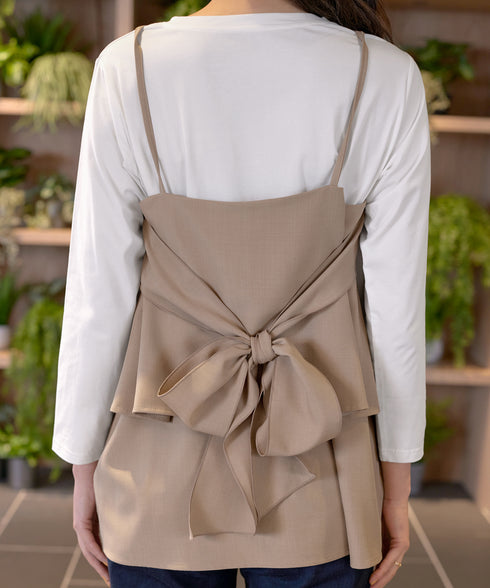 リボンキャミドッキングカットソートップス