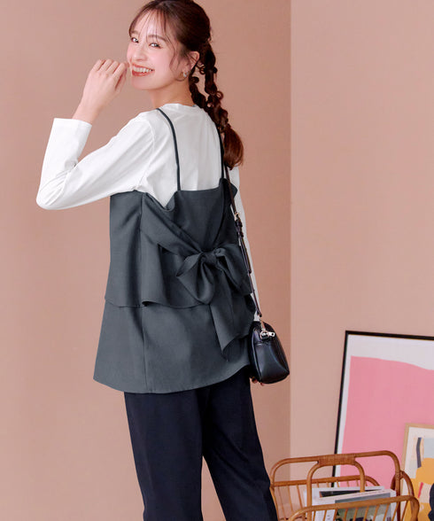 リボンキャミドッキングカットソートップス