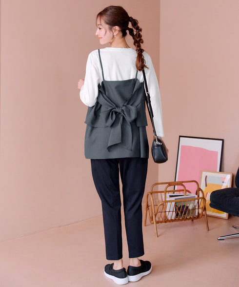 リボンキャミドッキングカットソートップス