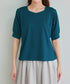 【洗える・接触冷感・汗ジミ防止】“サマさまカットソー”パール付きパフスリーブトップス
