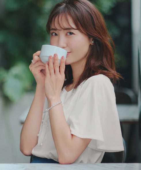 【おのののかさん着用】“サマケア”キーネックフレアスリーブトップス