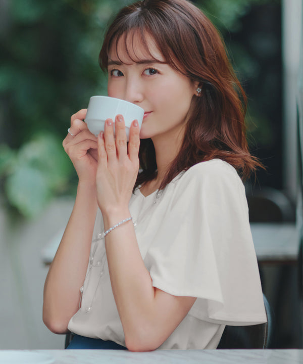 【おのののかさん着用】“サマケア”キーネックフレアスリーブトップス