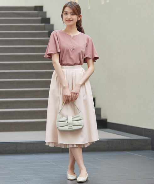 【おのののかさん着用】“サマケア”キーネックフレアスリーブトップス