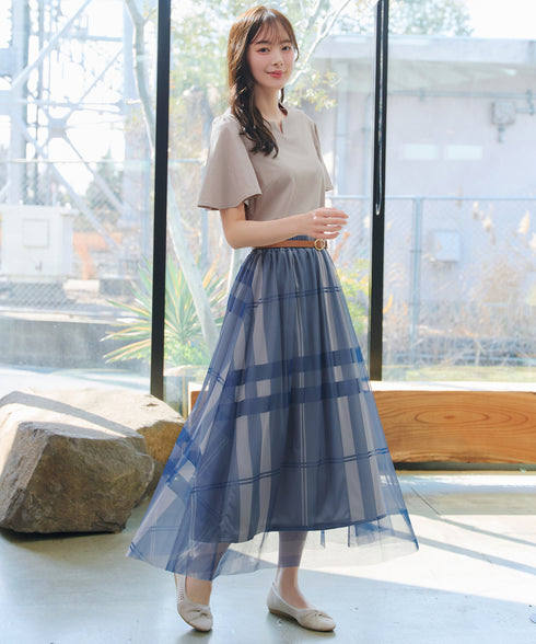 【おのののかさん着用】“サマケア”キーネックフレアスリーブトップス