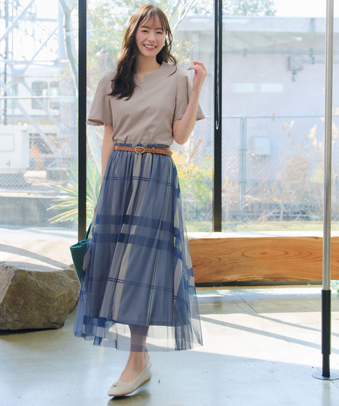 【おのののかさん着用】“サマケア”キーネックフレアスリーブトップス