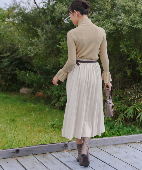 【クリアランスセール】スパンコールハイネックリブニットトップス