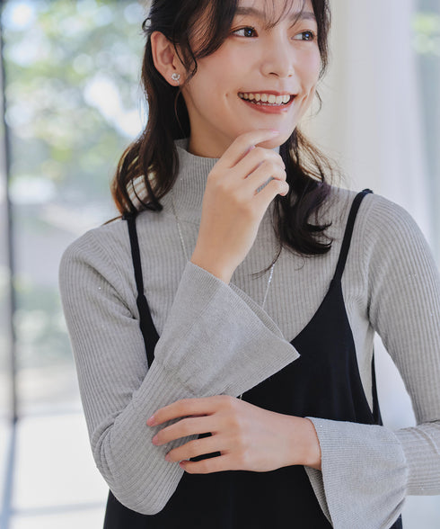 【クリアランスセール】スパンコールハイネックリブニットトップス