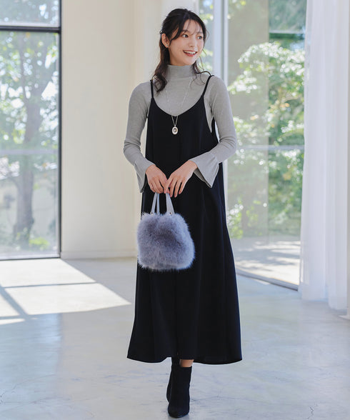 【クリアランスセール】スパンコールハイネックリブニットトップス