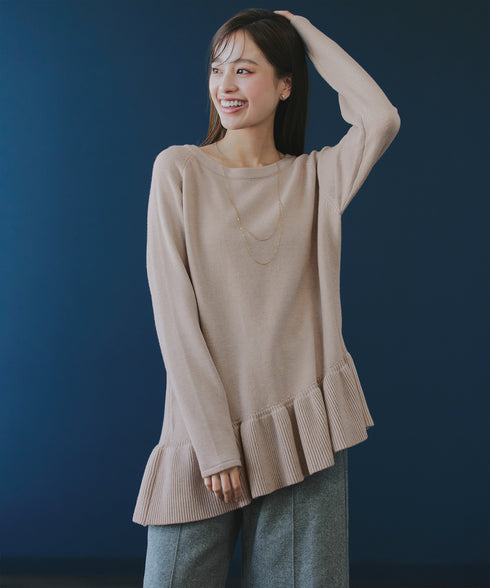 【クリアランスセール】ななめフリルニットプルオーバー