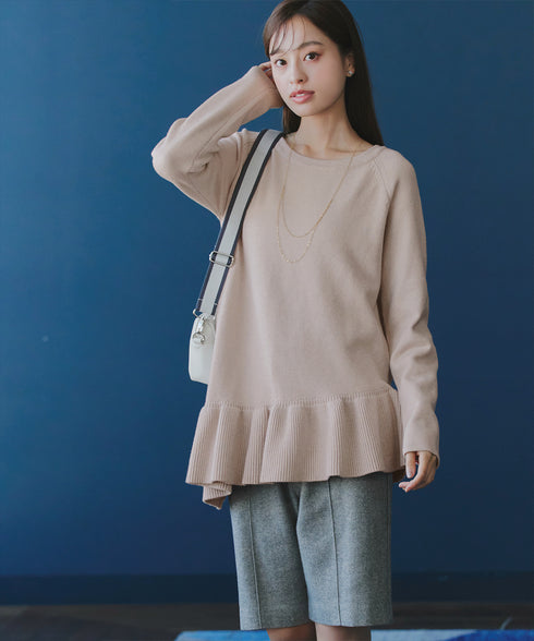【クリアランスセール】ななめフリルニットプルオーバー