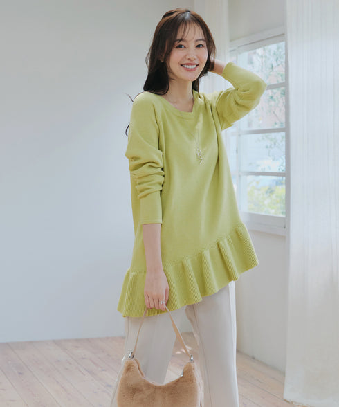 【クリアランスセール】ななめフリルニットプルオーバー