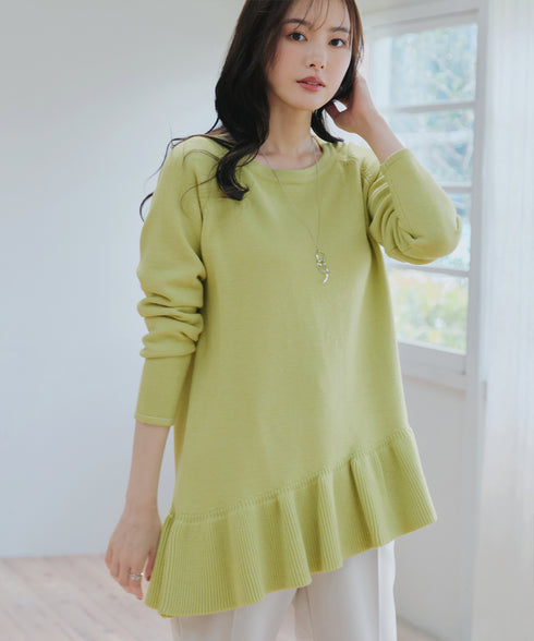 【クリアランスセール】ななめフリルニットプルオーバー