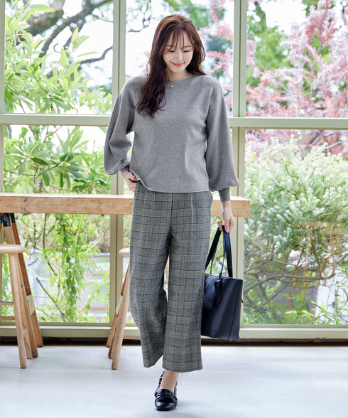 【安田美沙子さん着用】起毛チェック柄ワイドパンツ