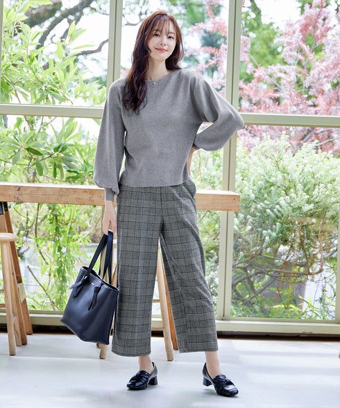 【安田美沙子さん着用】起毛チェック柄ワイドパンツ