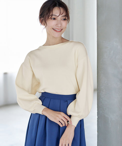 【安田美沙子さん着用】ボリュームパフスリーブニット