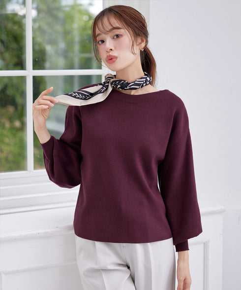 【安田美沙子さん着用】ボリュームパフスリーブニット