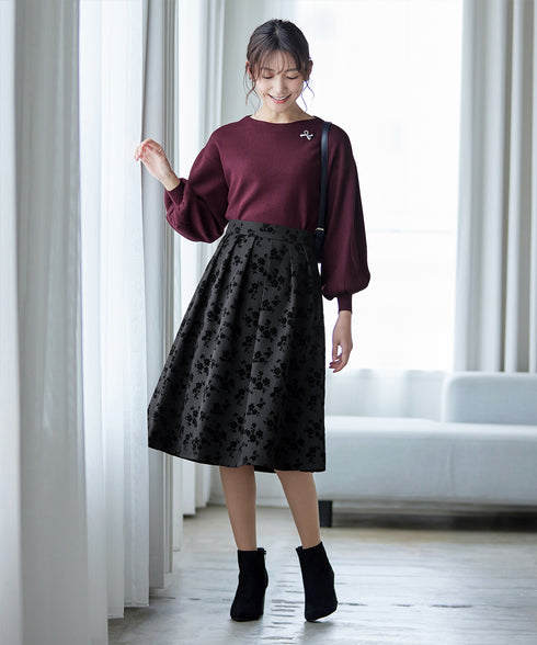 【安田美沙子さん着用】ボリュームパフスリーブニット