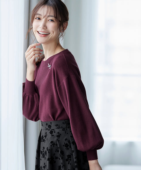 【安田美沙子さん着用】ボリュームパフスリーブニット