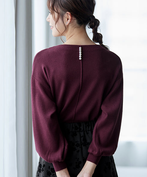 【安田美沙子さん着用】ボリュームパフスリーブニット