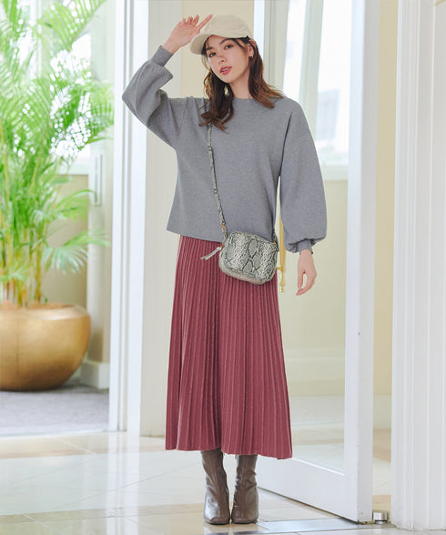 【安田美沙子さん着用】ボリュームパフスリーブニット