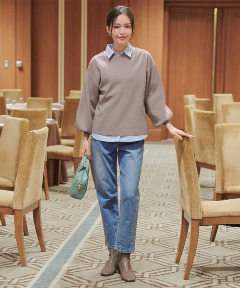 【安田美沙子さん着用】ボリュームパフスリーブニット