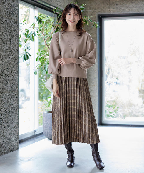 【安田美沙子さん着用】ボリュームパフスリーブニット