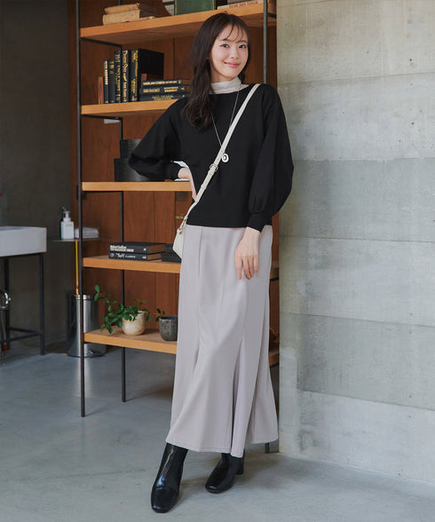 【安田美沙子さん着用】ボリュームパフスリーブニット