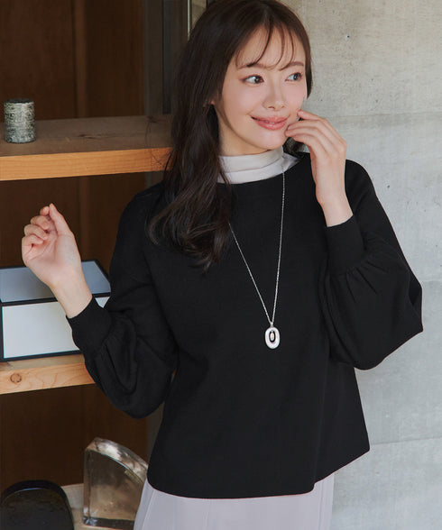 【安田美沙子さん着用】ボリュームパフスリーブニット