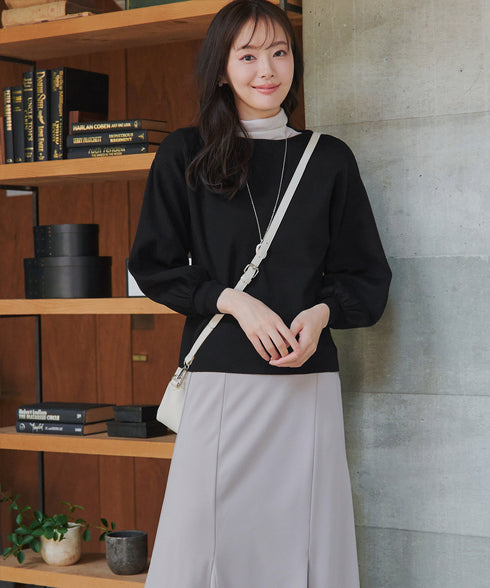 【安田美沙子さん着用】ボリュームパフスリーブニット