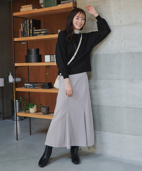 【安田美沙子さん着用】ボリュームパフスリーブニット