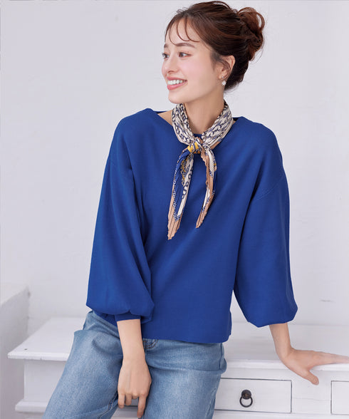 【安田美沙子さん着用】ボリュームパフスリーブニット