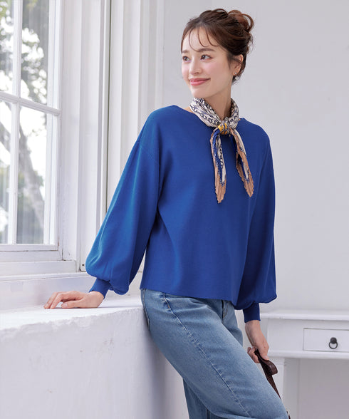 【安田美沙子さん着用】ボリュームパフスリーブニット