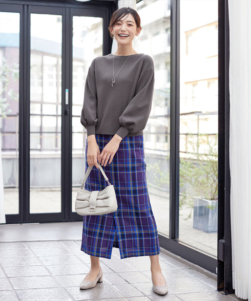 【安田美沙子さん着用】ボリュームパフスリーブニット