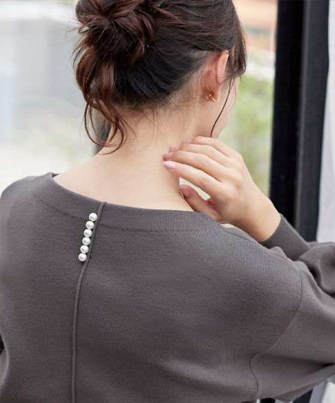 【安田美沙子さん着用】ボリュームパフスリーブニット