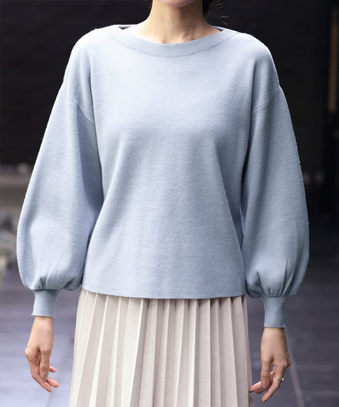 【安田美沙子さん着用】ボリュームパフスリーブニット