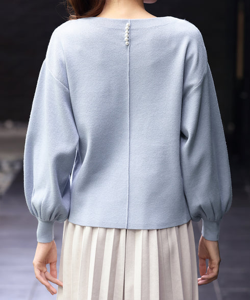 【安田美沙子さん着用】ボリュームパフスリーブニット