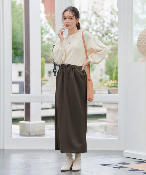 【安田美沙子さん着用】ボリュームパフスリーブニット