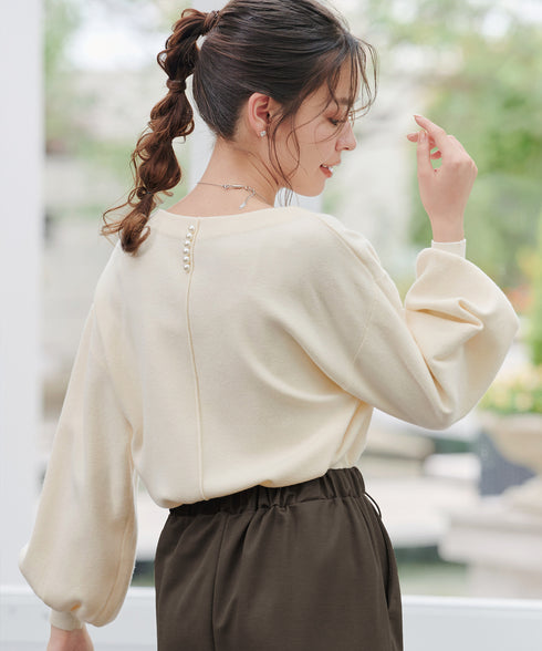 【安田美沙子さん着用】ボリュームパフスリーブニット