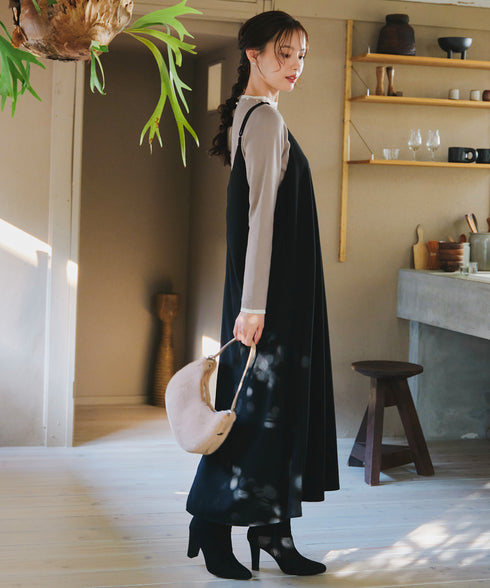 【クリアランスセール】襟パール配色ニットトップス