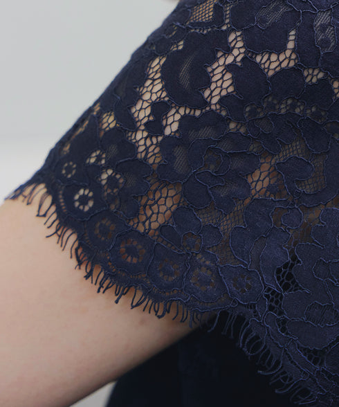 レースコンビフレンチスリーブニットチュニック